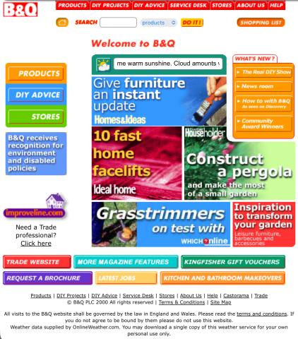 Screenshot of B&Q’s first diy.com website